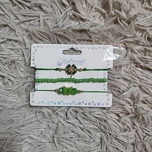 Green Bracelets 3 Pack Princess Accessories Butterfly Shamrock St. Paddy's Day